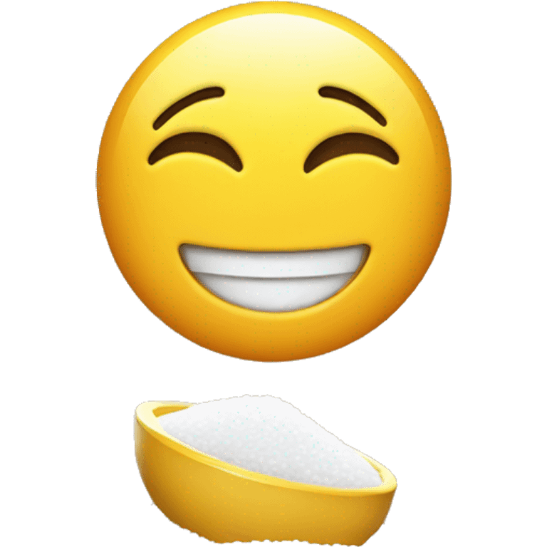 smiling emoji with a pile of salt emoji