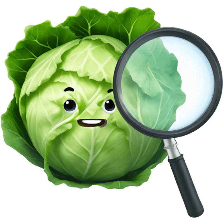 smiling cabbage hold magnifying glass emoji