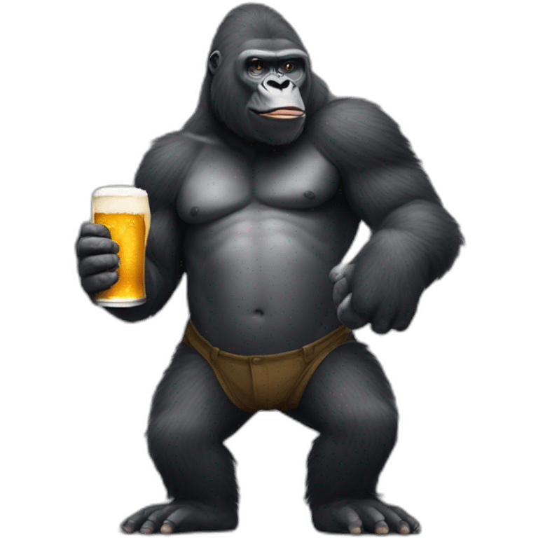 a gorilla holding a beer and a Carambar emoji