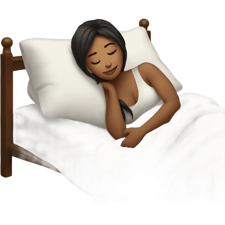 Woman snuggling in bed emoji