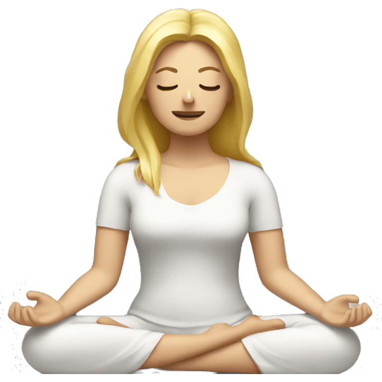 Blond women meditating with camera  emoji