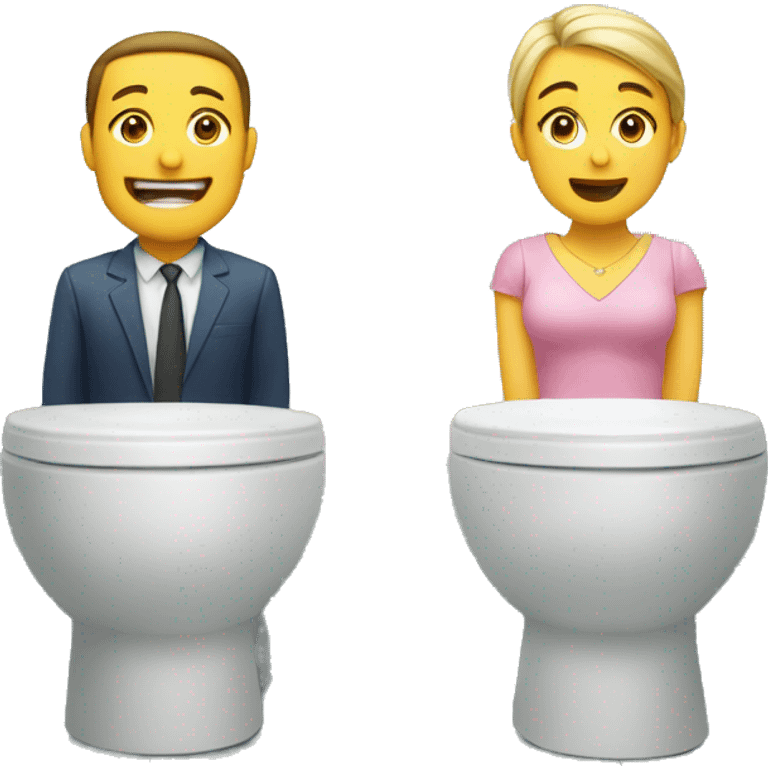 A couple sitting in two different toilet next to each other emoji