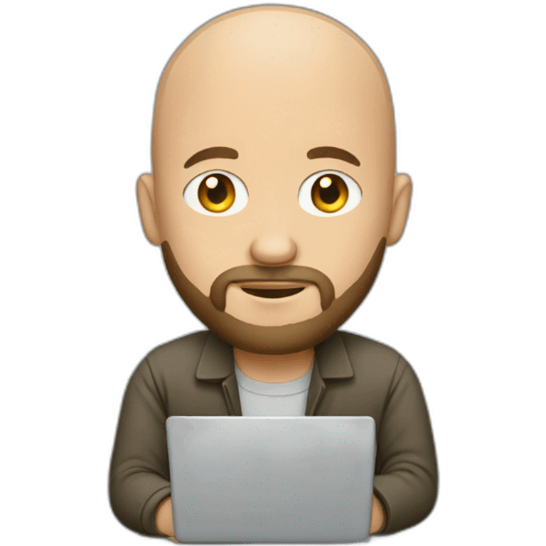 bald man with a beard working on laptop emoji