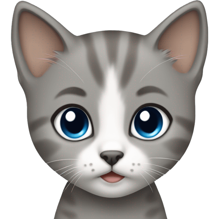 blue eyes grey kitten, brown short hair woman emoji