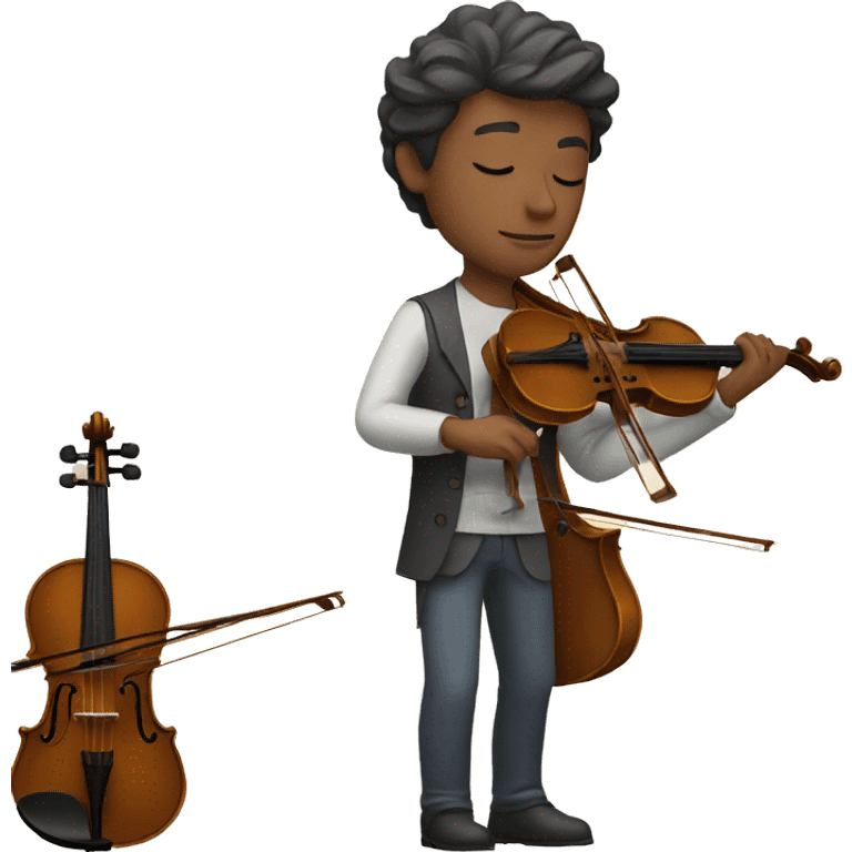 man playing the violon with eyes closed emoji