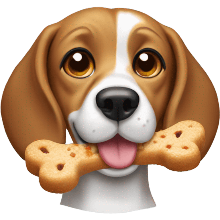 Beagle dog eating a treat emoji