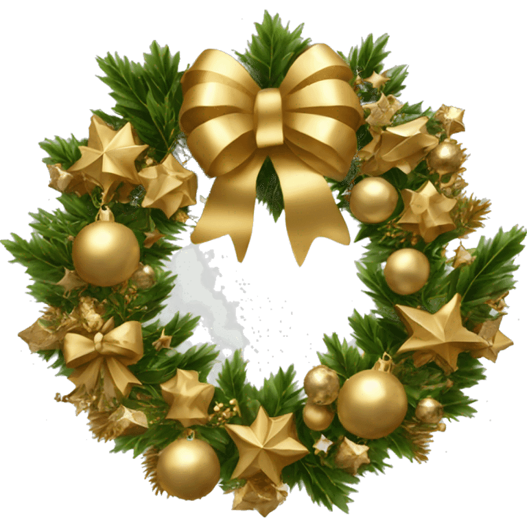 gold metalic Christmas wreath  emoji