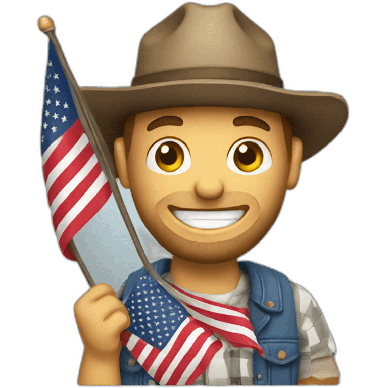 Hillbilly holding American flag emoji