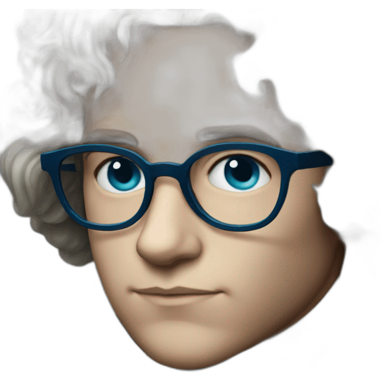 closeup of a young beethoven with blue glasses emoji