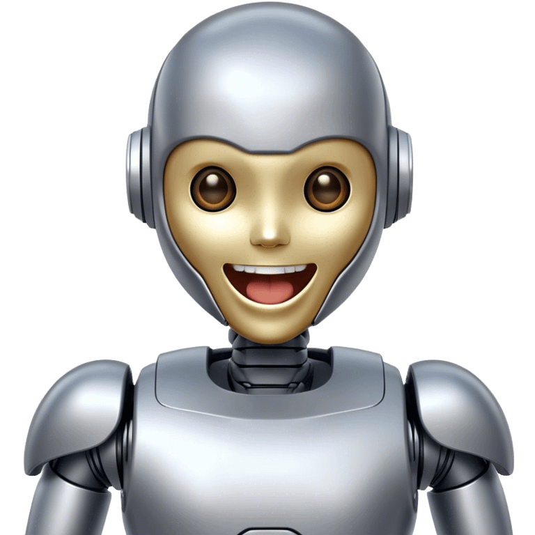 Closeup of a Humanoid Robot Smiling eyes, Screaming with Laughter emoji