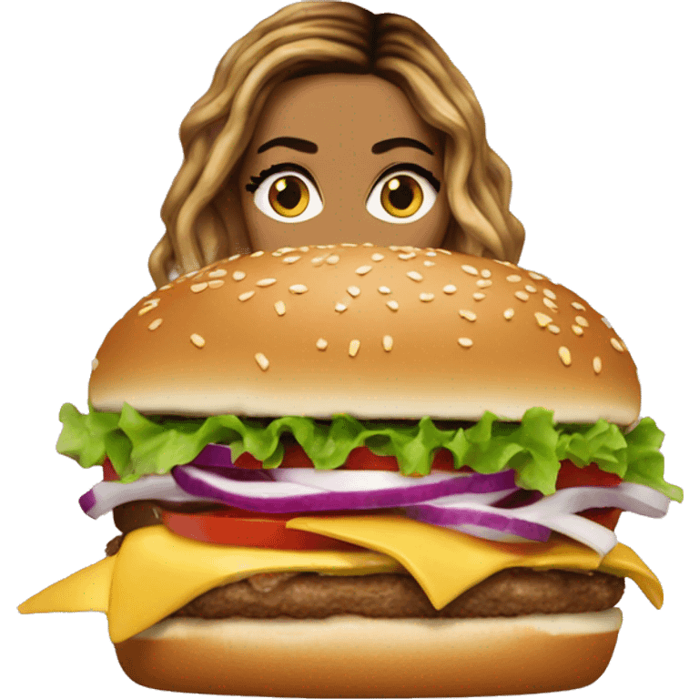 Beyoncé eats a humburgers emoji