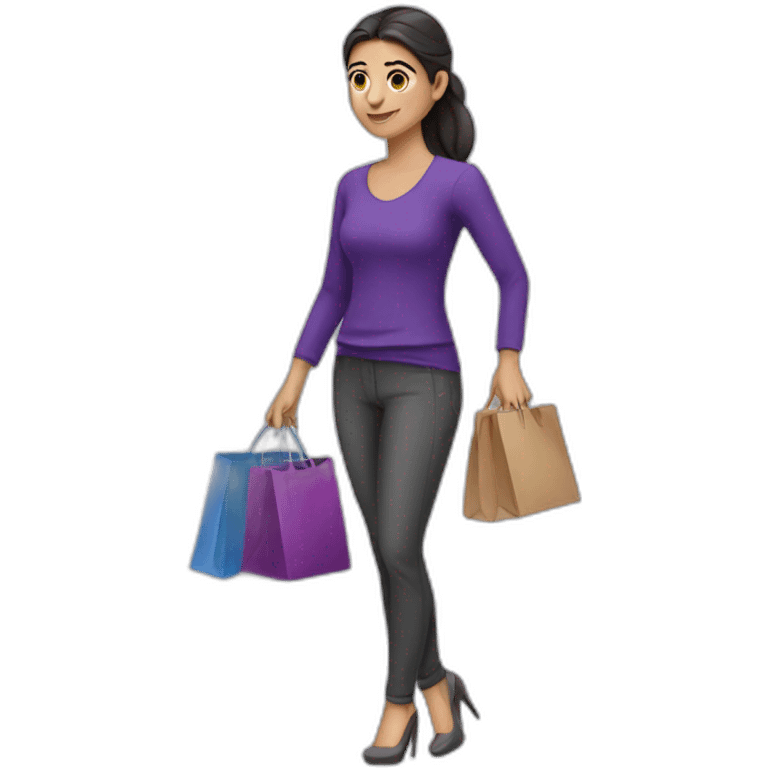 Armenian women doing shopping  in purple clothes  emoji