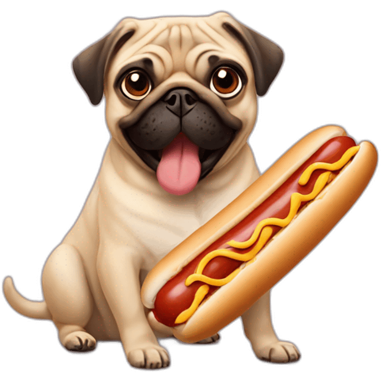 pug eat hot dog emoji