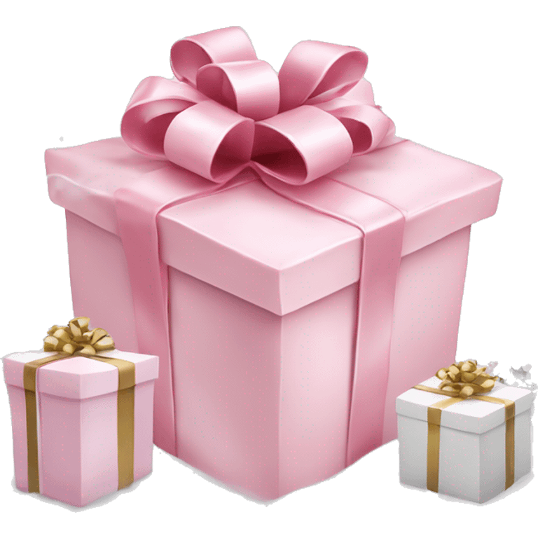 Light pink Christmas gifts under a white Christmas tree  emoji