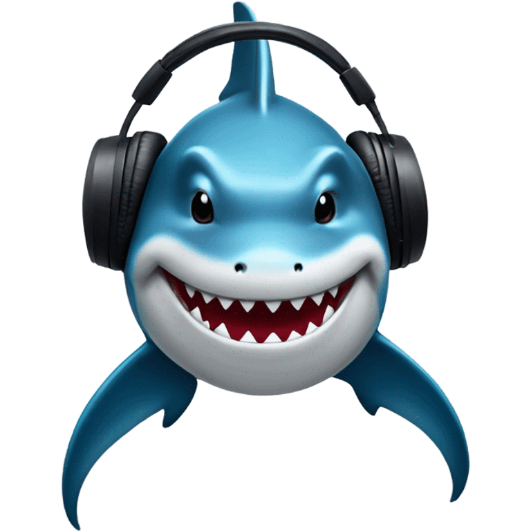 Shark wearing headphone emoji