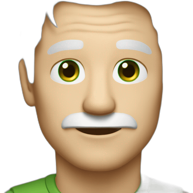 Man 46 years old White hair, green eyes,  with a camera emoji