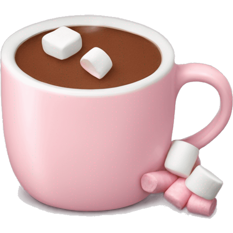 Light pink mug of hot chocolate with marshmallows  emoji