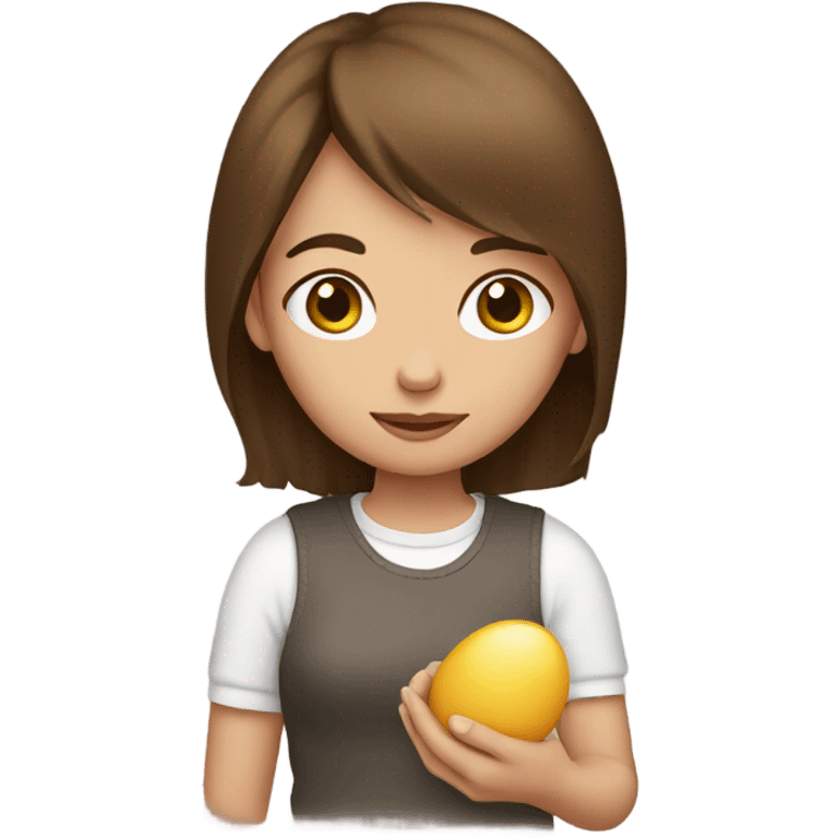 Brown hair girl holding an egg emoji