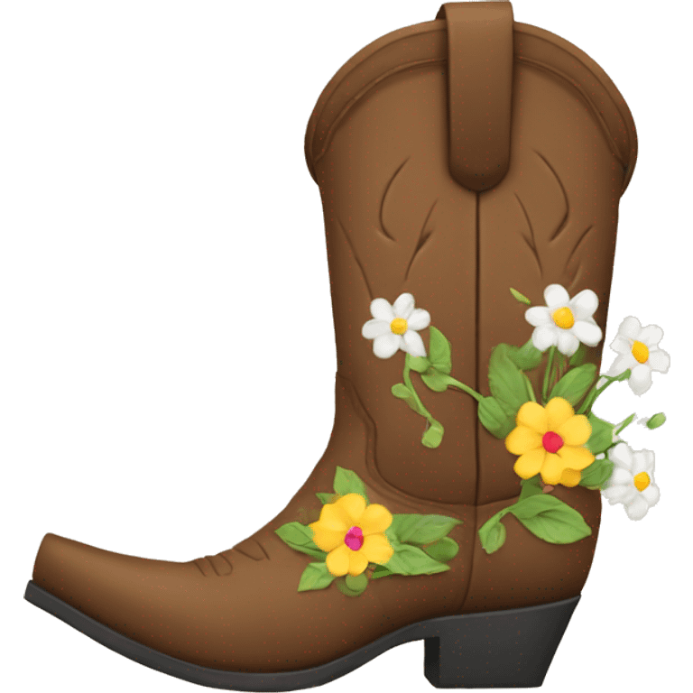 Cowboy boots with flowers in the shoe emoji