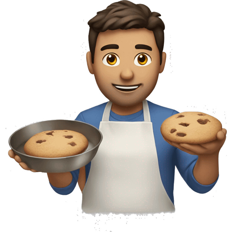 Brunette man baking cookies emoji