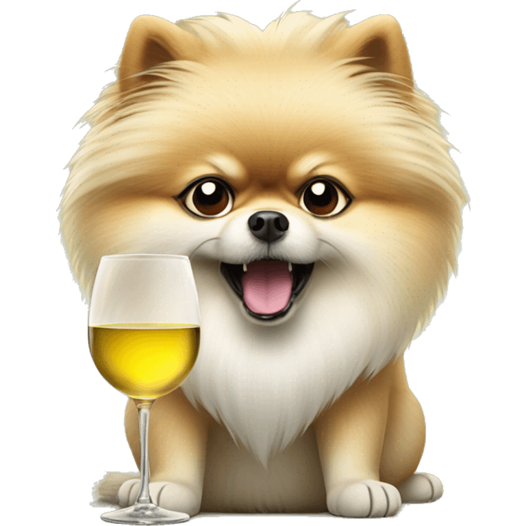 angry pomeranian with white wine in paw emoji