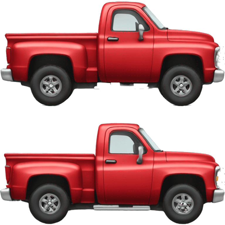 Red Chevy truck with big tires emoji