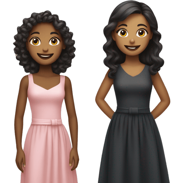 smiling girls in stylish dresses emoji