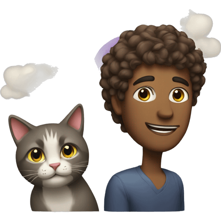 a man with a cat and a rainbow on his hair  emoji