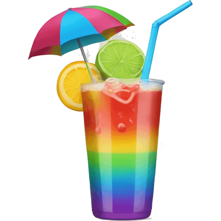 Colorful drink with straw and umbrella emoji