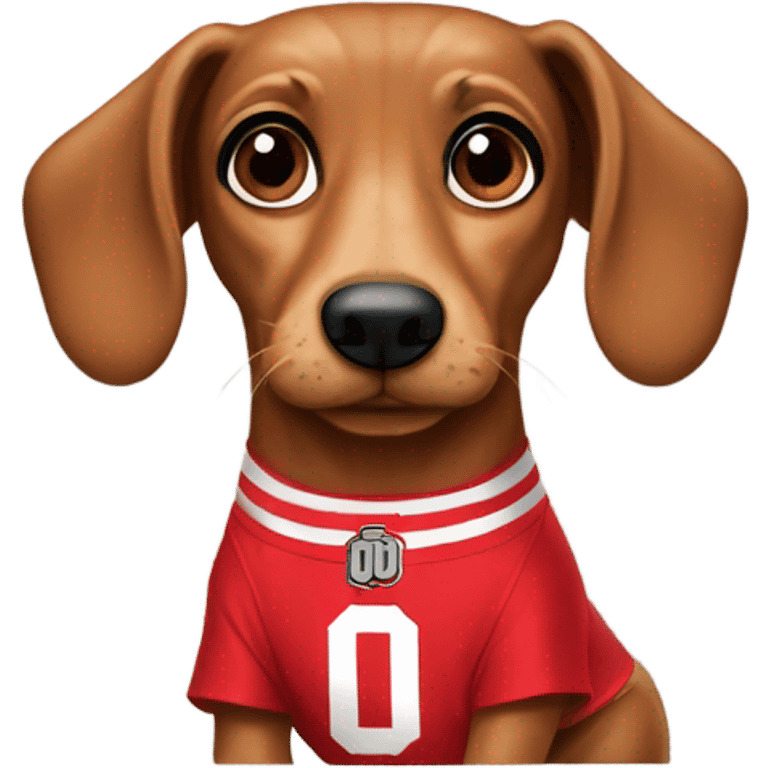 Wiener dog with Ohio state buckeyes jersey  emoji