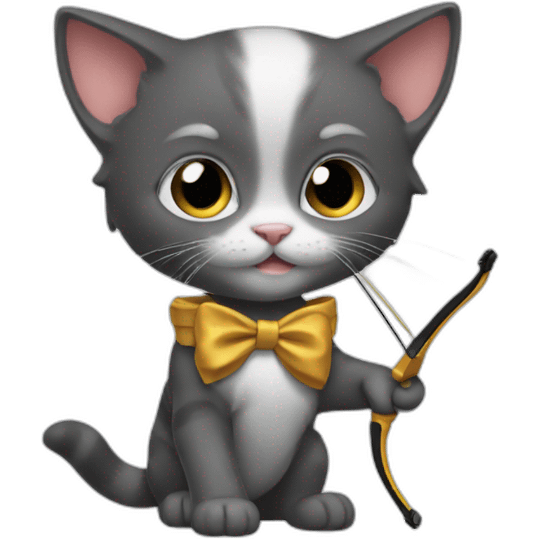 A kitten shoots a bow emoji