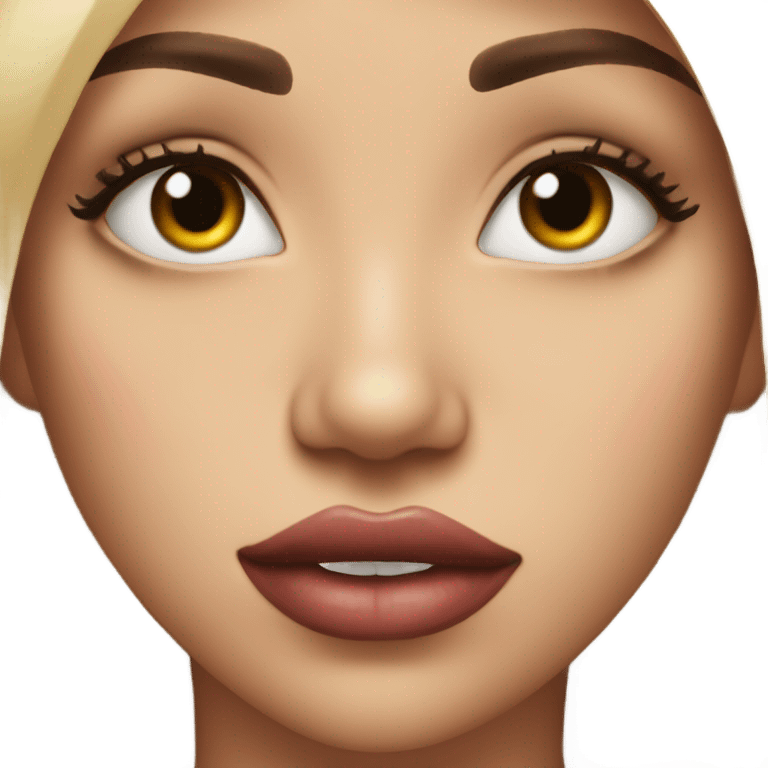 A girl with massive lips,really long eyelashes  emoji