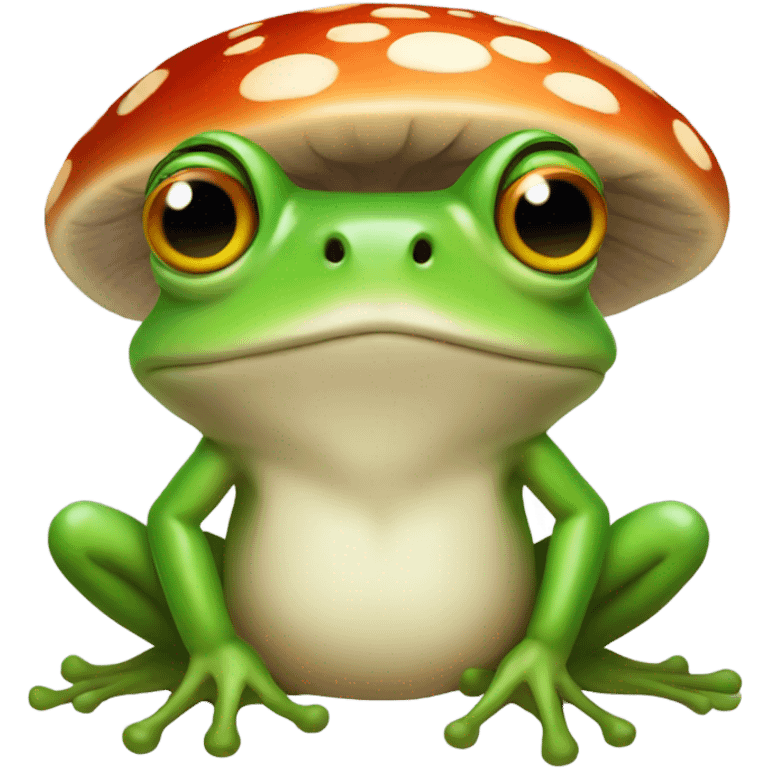 Frog wearing mushroom emoji