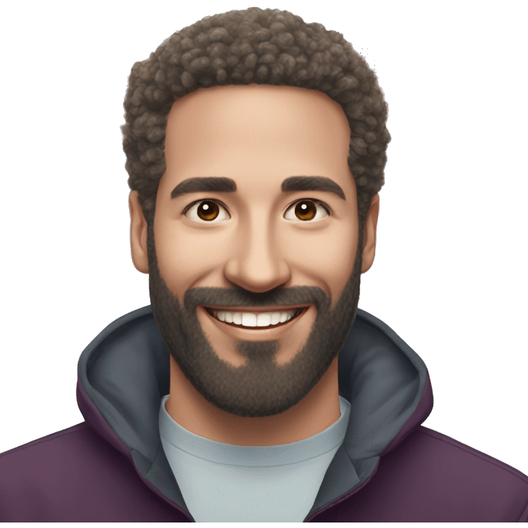 smiling man with beard portrait outdoor ice rink emoji