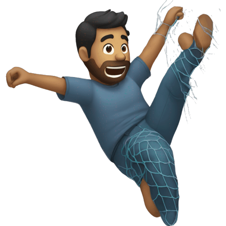 a man falling in a fish net emoji