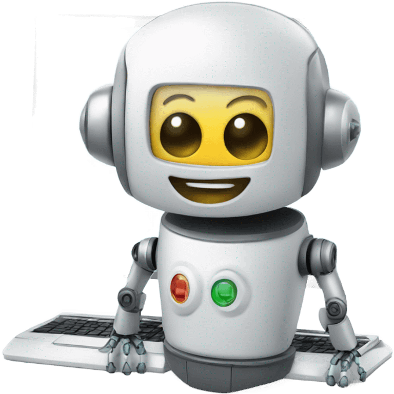 friendly happy robot on computer emoji