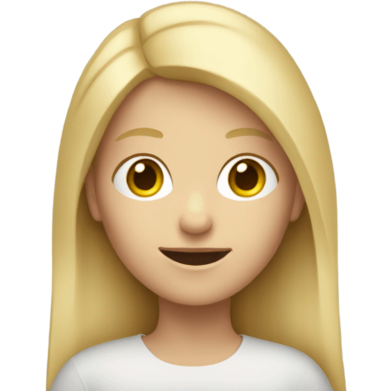 Blond hair girl with a smartphone emoji