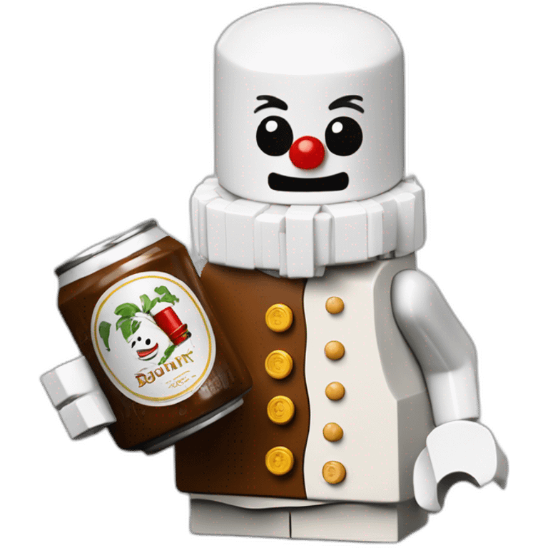 Bonhomme lego buvant une biere emoji