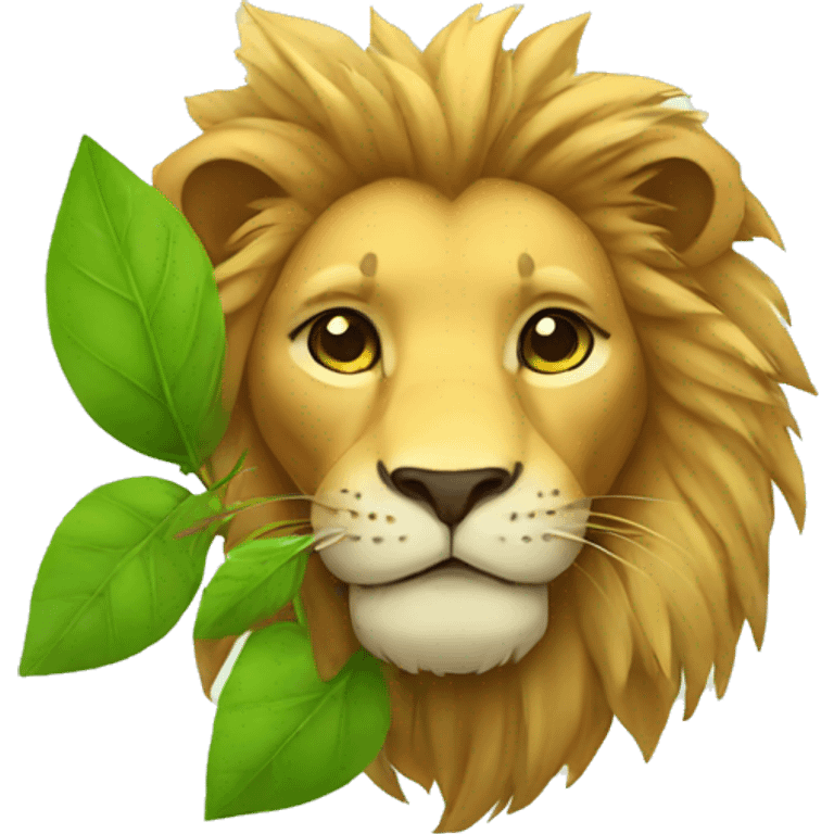 Lion wearing leaves emoji