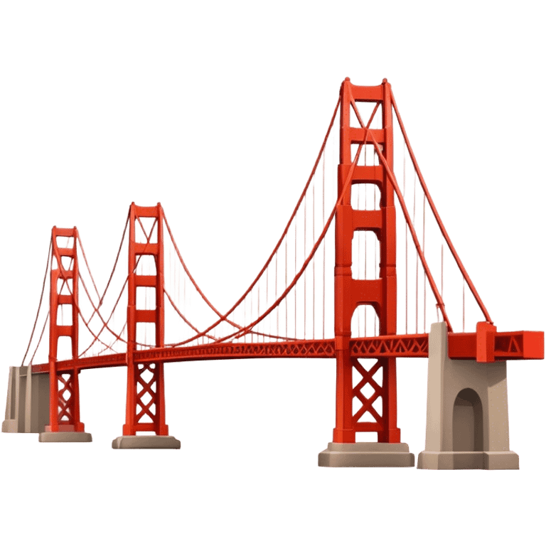 Cinematic Realistic Golden Gate Bridge Landmark Emoji, depicted with the iconic suspension bridge rendered with rich detail and vibrant, dynamic lighting. emoji