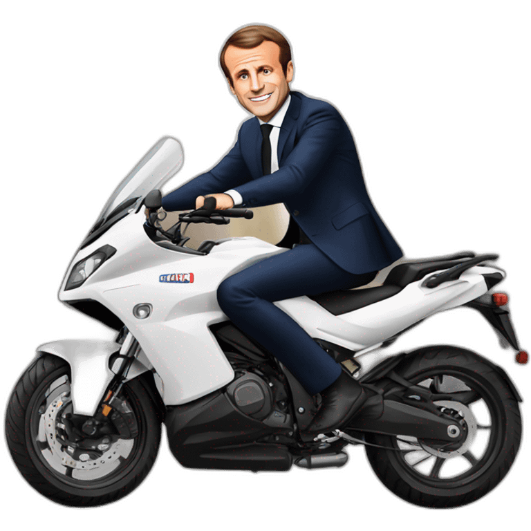 Emmanuel macron sur une moto emoji