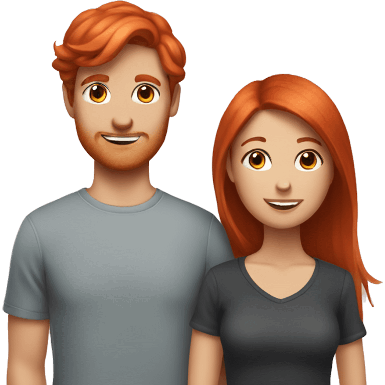 red head girl with brunette boy couple emoji