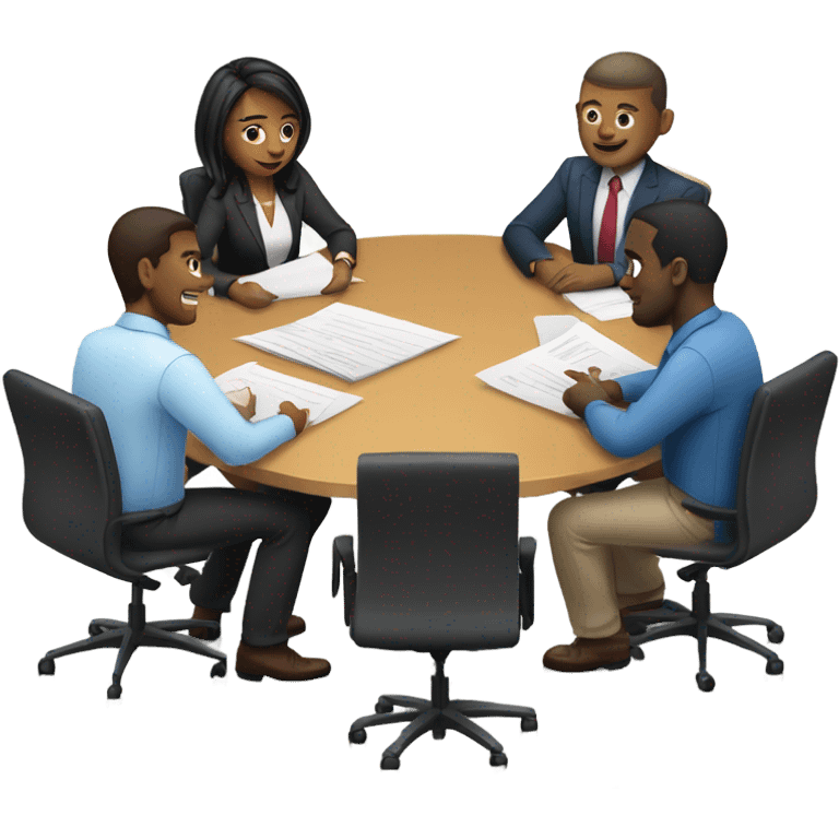 men and women work meeting at a table emoji