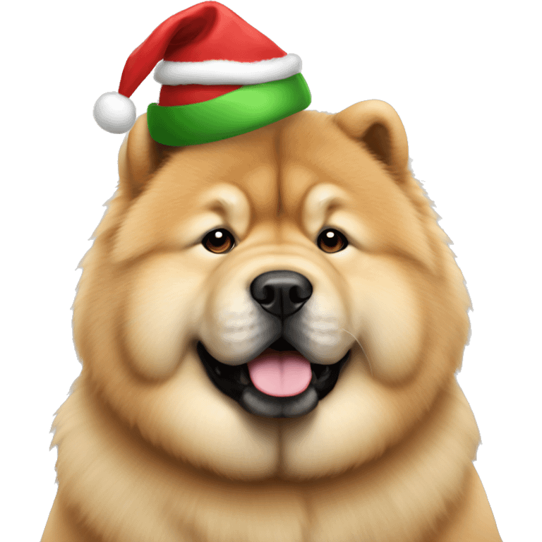 a chow chow wearing a christmas hat emoji