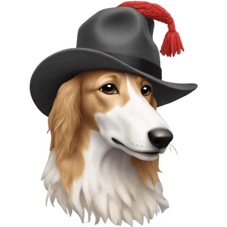 Borzoi with hat emoji