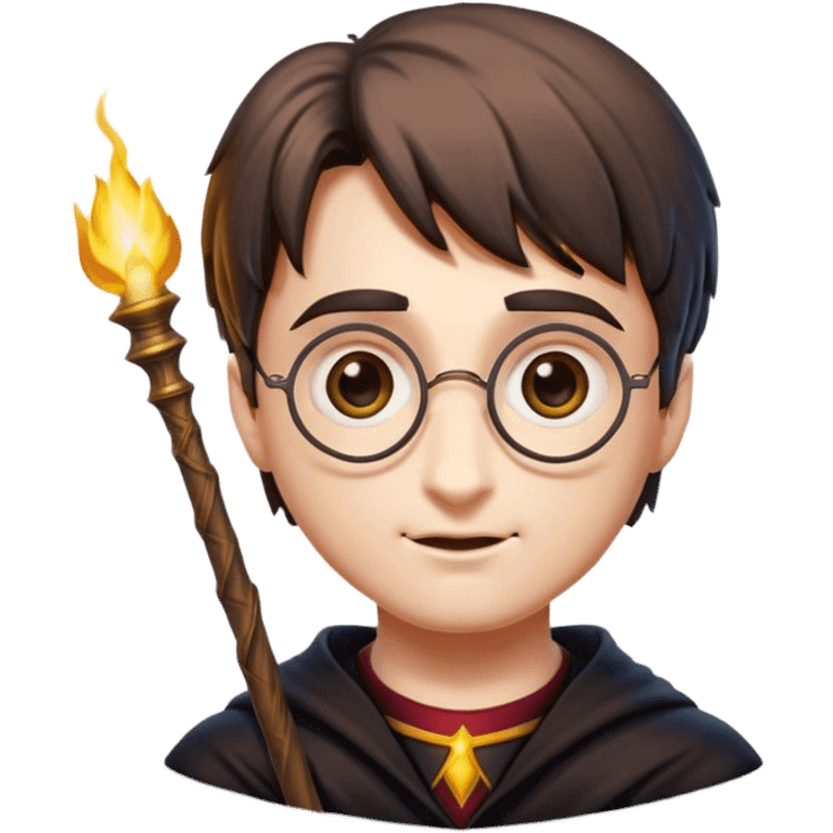 Cinematic Realistic Harry Potter Pop Culture Emoji, featuring a mystical, enchanted portrayal inspired by the iconic wizard rendered with lifelike magical details and dynamic lighting. emoji