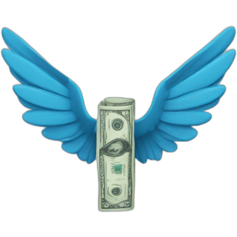 money with wings, blue colored emoji