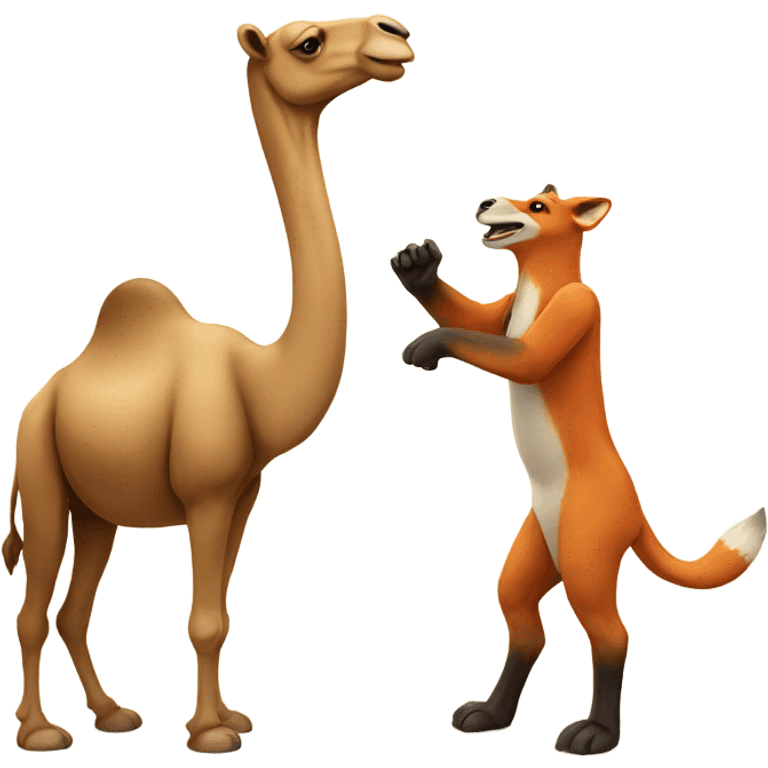 A camel giving a fox a high 5 emoji