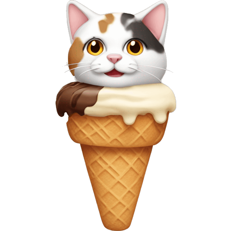 Icecream with calico cat emoji