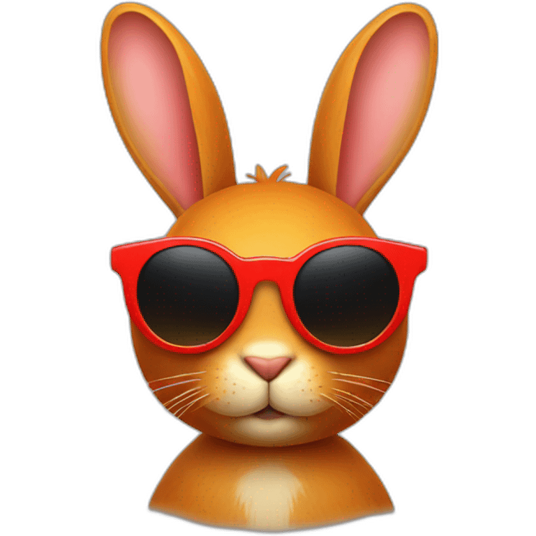 red rabbit with yellow round sunglasses emoji